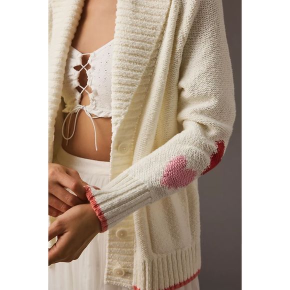 Anthropologie Maeve Heart Cardigan Sweater NWT Size Medium - Picture 5 of 6